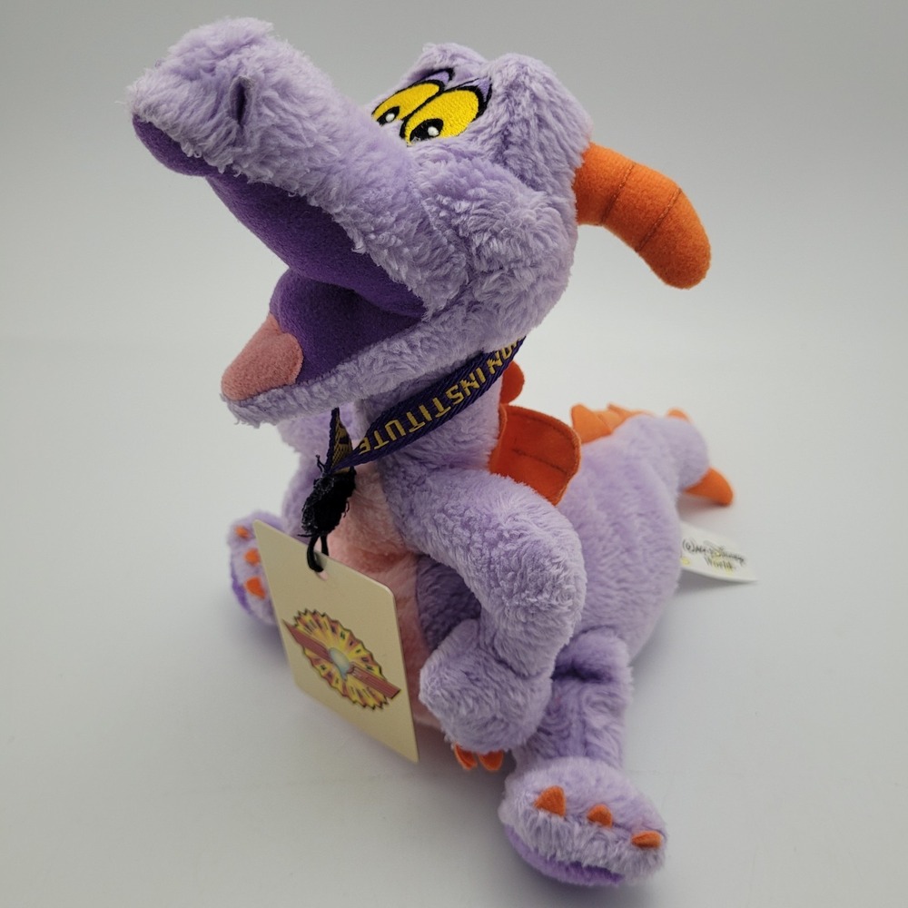 Walt Disney World Epcot 9" Figment Bean Bag Plush Imagination Institute Lanyard